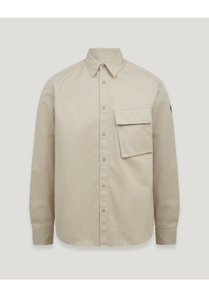 Belstaff Scale Shirt Men's Garment Dye Cotton Stone Beige Size M