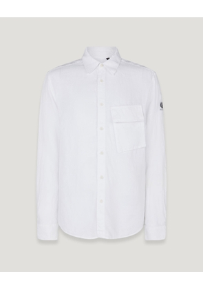 Belstaff Scale Shirt Men's Garment Dyed Linen White Size S