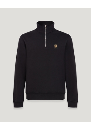 Belstaff Quarter Zip Sweatshirt Men's Cotton Fleece Black Size XL