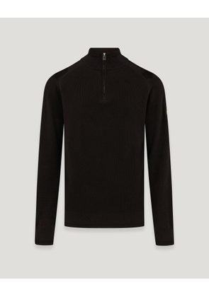 Belstaff Guide Quarter Zip Jumper Men's Organic Cotton BLACK Size XS