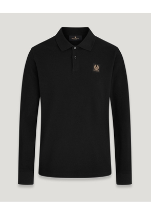 Belstaff Long Sleeved Polo Men's Cotton Pique Black Size 3XL