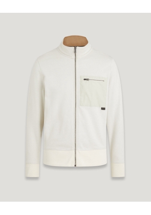 Belstaff Centenary Full Zip Sweatshirt Men's Bicolour Fleece Chalk Size 3XL