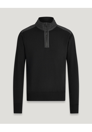 Belstaff Kilmington Quarter Zip Jumper Men's Merino Wool Black Size L