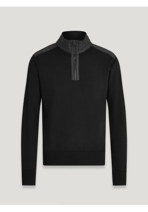 Belstaff Kilmington Quarter Zip Men's Merino Wool Black Size 2XL