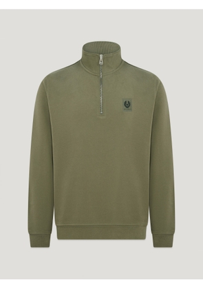 Belstaff Quarter Zip Sweatshirt Men's Cotton Fleece Surplus Green Size S