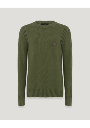 Belstaff Watch Crewneck Jumper Men's Watch Cotton Dark Surplus Green Size 3XL