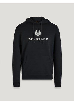 Belstaff Signature Hoodie Men's Cotton Fleece Black / Off White Size 2XL