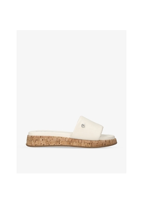 Womens Carvela C-Stud-Embellished Flat-Sole Faux-Leather Mules