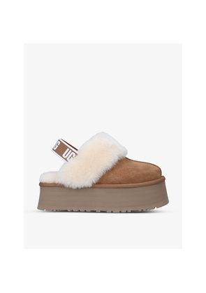 Womens UGG Funkette Suede and Sheepskin Platform Slippers