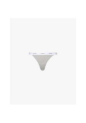 Womens Calvin Klein Ribbed High-Rise Cotton-Jersey Thong