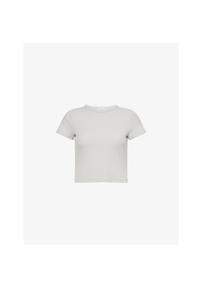 Womens Lounge Underwear Waffle Baby Round-Neck Stretch-Woven T-Shirt