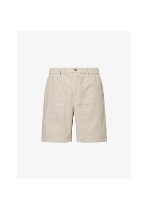 Mens Barbour Patch-Pocket Relaxed-Fit Linen-Cotton Short