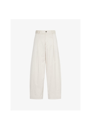 Mens Missing Clothier Pleated Barrel-Leg Brushed Cotton Trousers