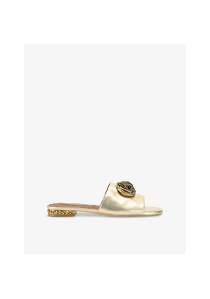 Womens Kurt Geiger London Chelsea Metallic-Leather Flat Sandals