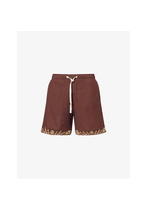 Mens Kartik Research Floral Embroidered Cotton Shorts