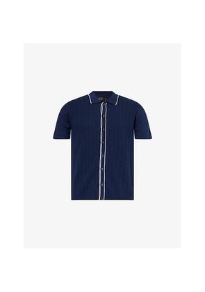 Mens Oscar Jacobson Barker Textured Cotton-Knit Polo Shirt