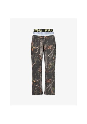 Womens Praying Camouflage-Print Quadruple-Waistband Cotton Jogging Bottoms