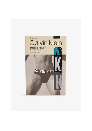 Mens Calvin Klein Intense Power Logo-Waist Pack Of Three Stretch-Jersey Briefs