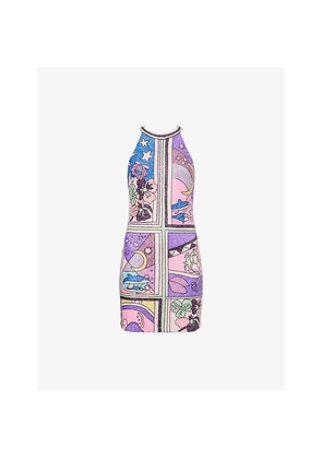 Womens Oceanus Talia Halterneck Beaded Mini Dress