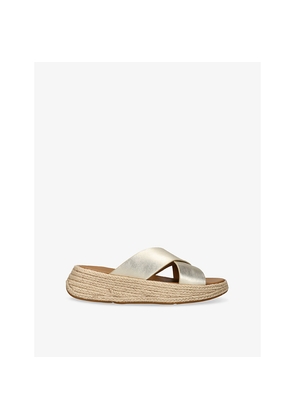 Womens Fitflop F-Mode Leather Flatform Sliders