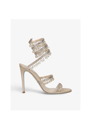 Womens Rene Caovilla Chandelier 105 Crystal-Embellished Leather Heeled Courts