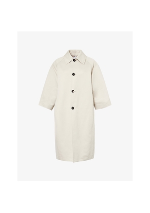 Womens Bottega Veneta Raglan-Sleeves Relaxed-Fit Cotton and Silk Coat