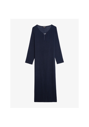 Womens Zadig&Voltaire Delia Brooch-Embellished Long-Sleeve Cotton-Blend Maxi Dress