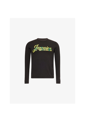 Mens Thrifty Towel Pre-Loved Stüssy Jamaica-Print T-Shirt