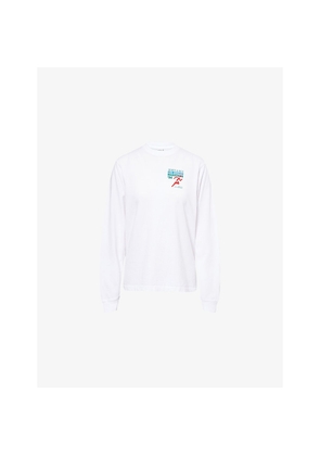Womens Sporty & Rich Sports Marathon Long-Sleeve Cotton-Jersey Top