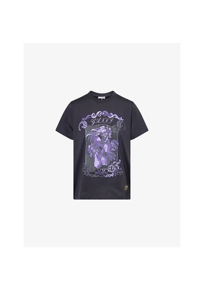 Womens Ganni Damask Embroidered Cotton-Jersey T-Shirt