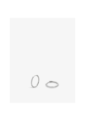 Womens Monica Vinader Small Pavé-Set 14ct White-Gold and 0.23ct Brilliant-Cut Lab-Grown Diamond Hoop Earrings
