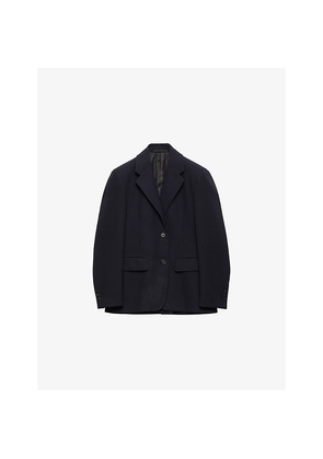 Womens Prada Single-Breasted Branded Wool Jacket