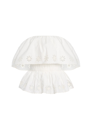 Posse Exclusive Riviera Cecilia Ruffled Strapless Cotton Top - Moda Operandi