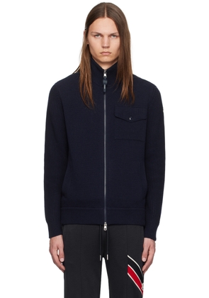 Moncler Navy Zip-Up Down Cardigan