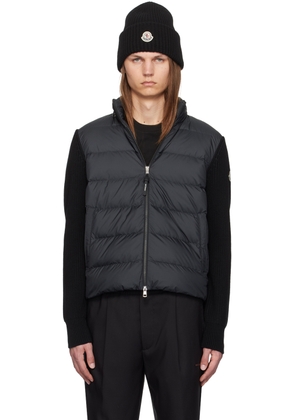 Moncler Black Padded Zip-Up Down Hoodie