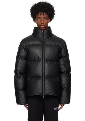 Moncler Black Ligont Leather Down Jacket