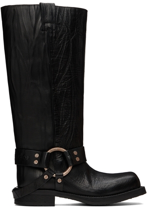Acne Studios Black Leather Buckle Tall Boots