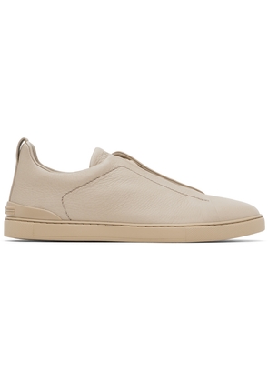 ZEGNA Taupe Triple Stitch Sneakers