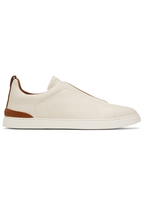 ZEGNA Off-White Deerskin Triple Stitch Sneakers