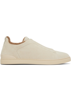 ZEGNA Gray Suede Triple Stitch Sneakers