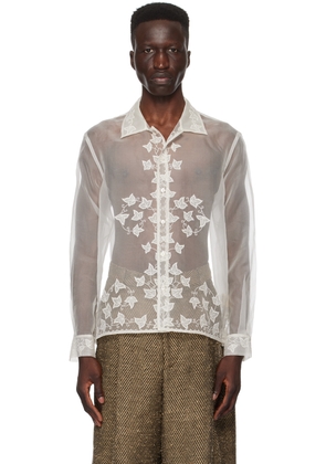 Bode White Ivy Appliqué Shirt
