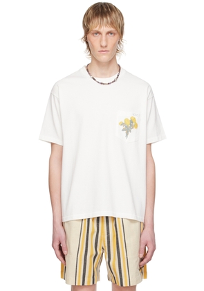 Bode White Embroidered Bouquet Pocket T-Shirt