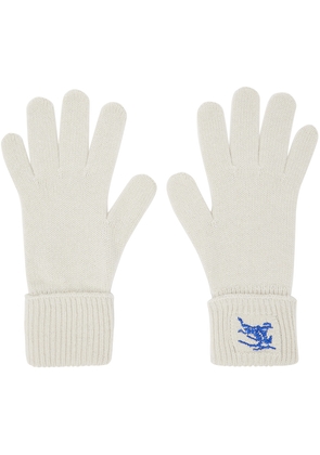 Burberry Off-White Logo-Embroidered Gloves