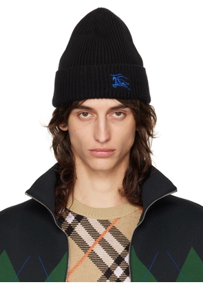 Burberry Black Ribbed Cashmere Beanie