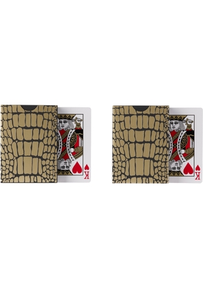 L'OBJET Black Crocodile Playing Cards & Case Set