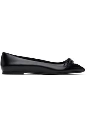 ALAÏA Black Lace-Up Ballerina Flats