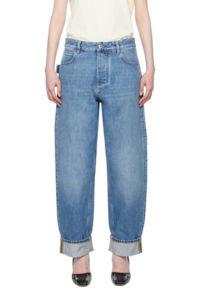 Bottega Veneta Blue Vintage Medium Indigo Turned Up Denim Jeans