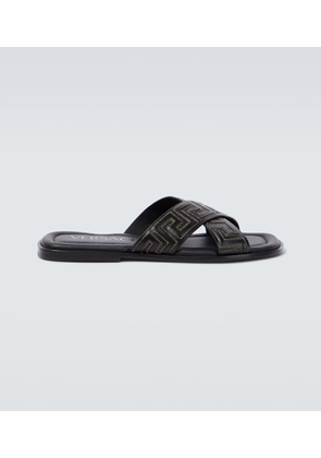 Versace Greca leather slides