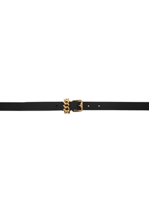 Burberry Black Leather B Buckle Chain Belt