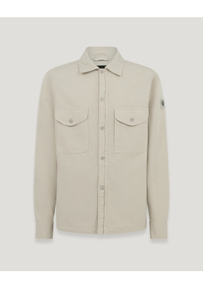 Belstaff Cs60 Overshirt Men's Garment Dye Cotton Blend Stone Beige Size L